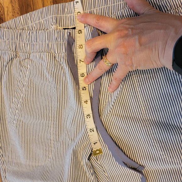 Shinestar Blue/White Stripe Seersucker Elastic Waist Drawstring Summer Slacks/Pa - Picture 7 of 11
